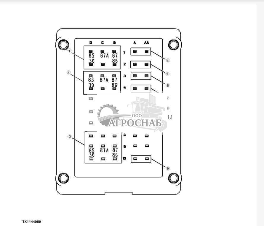 Блок плавких предохранителей, задние оконечные мини-предохранитель и реле (RTMR) 